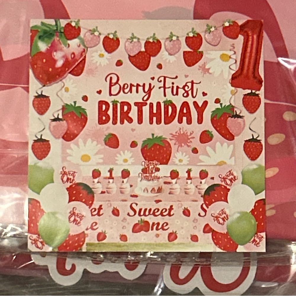 Berry First Birthday Party Decor Pink Red